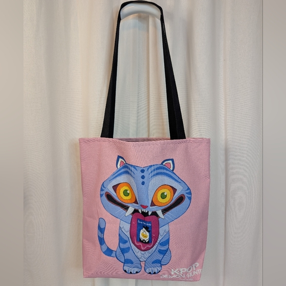K-Pop Demon Hunter Derpy Tiger Cat Save The Date Canvas Tote Bag Pink - Picture 2 of 9